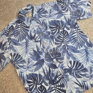 Cookie Street Hawaiian Men's Shirt Size XL Short Sleeved Floral Vintage Blue